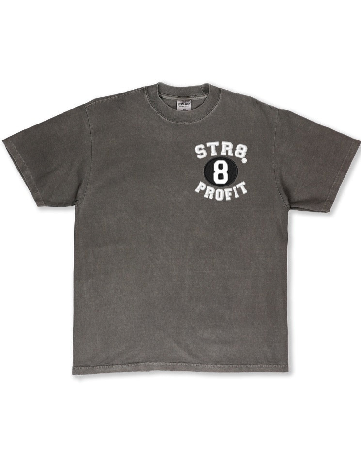 Vintage Style Fabric Embroidered Garment Dye Cement Tee