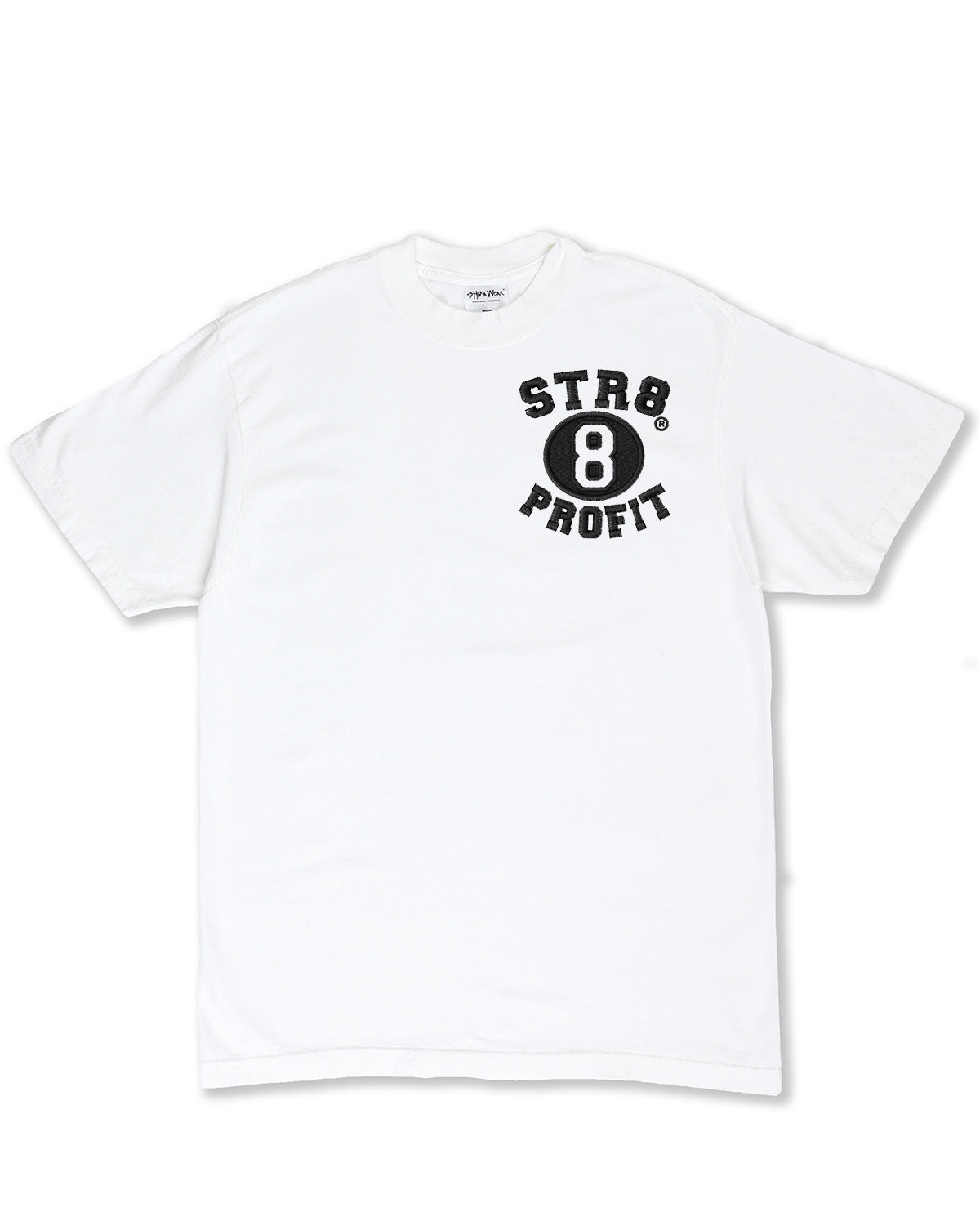 Vintage Style Fabric Embroidered Garment Dye White Tee