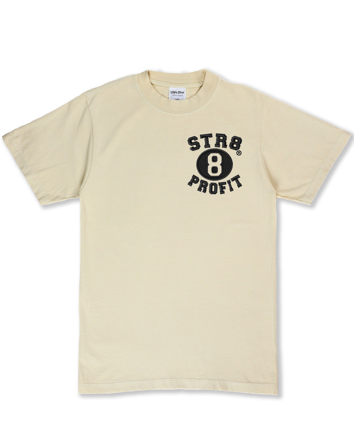 Vintage Style Fabric Embroidered Garment Dye Cream Tee