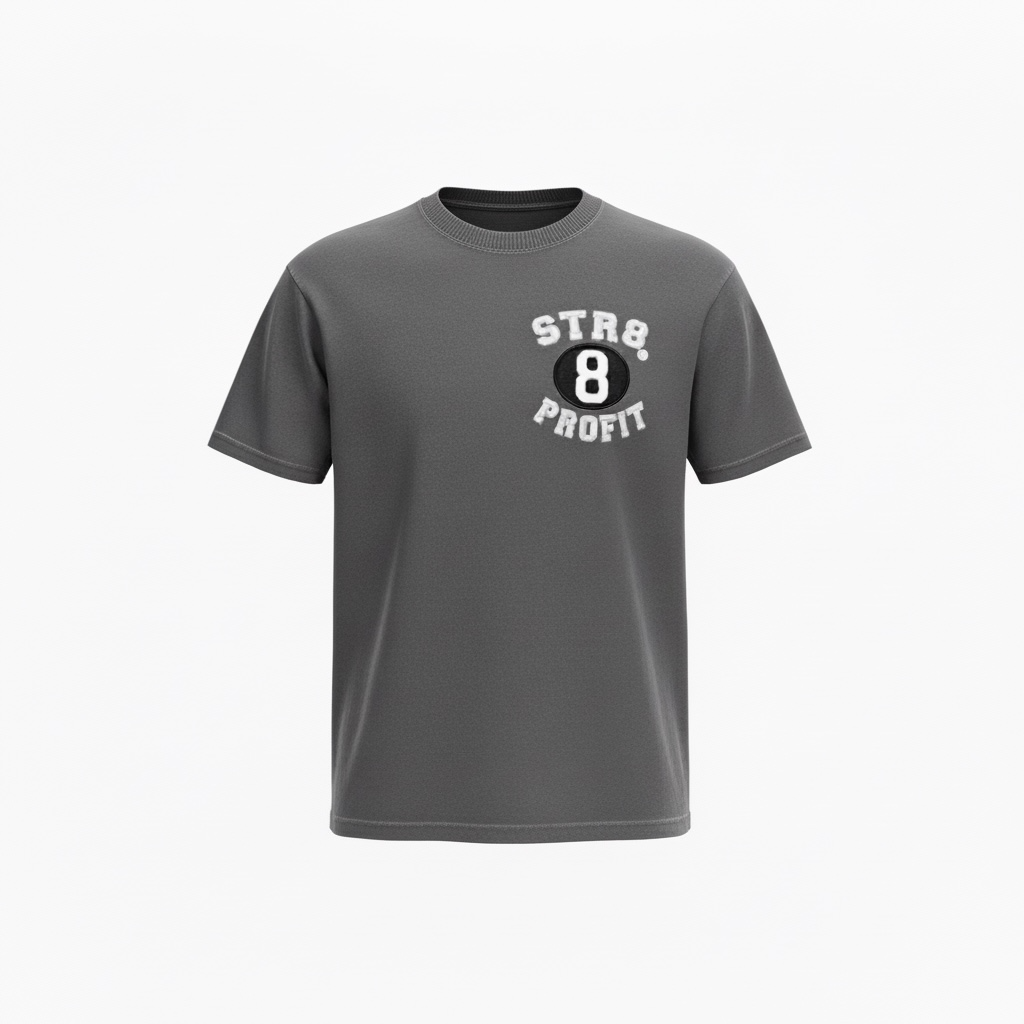 Dark Grey Garment Dye Tee with White Logo
