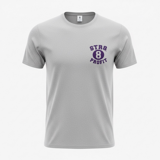 Grey Heavyweight Tee with Purple Logo