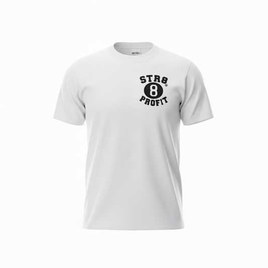 White Garment Dye Tee with Black Embroidered Logo