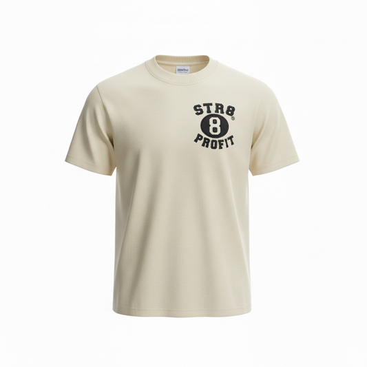 Cream Garment Dye Tee with Black Embroidered Logo